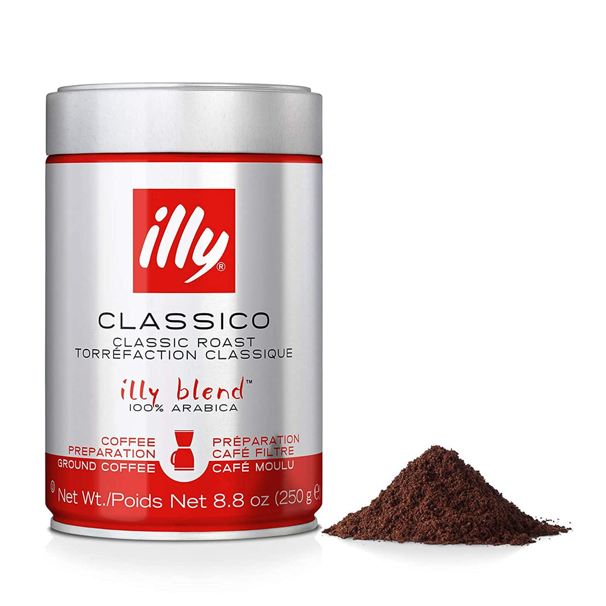 illy Ground Espresso Coffee, Classico Medium Roast, 8.8 oz