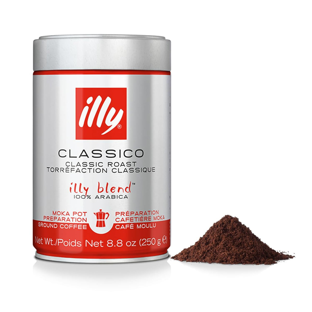 illy Ground Espresso Coffee, Classico Medium Roast, 8.8 oz