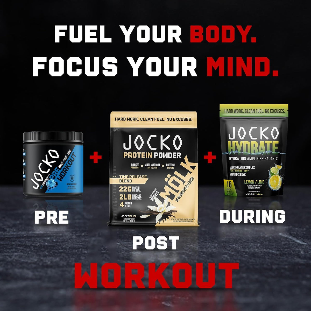 Jocko Fuel Protein Bundle (2 Pack) - Chocolate Peanut Butter (2lb) + Vanilla (2lb) - Supports Muscle Recovery & Growth