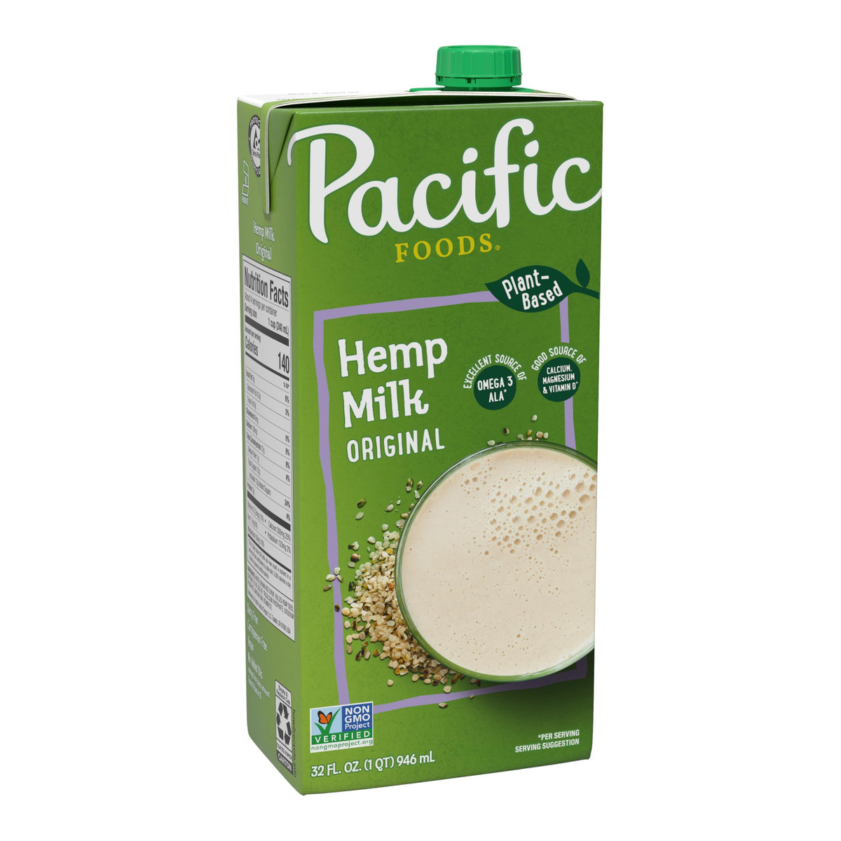 Pacific Foods Hemp Original Plant-Based Beverage, 32 Fl Oz (Pack of 12)