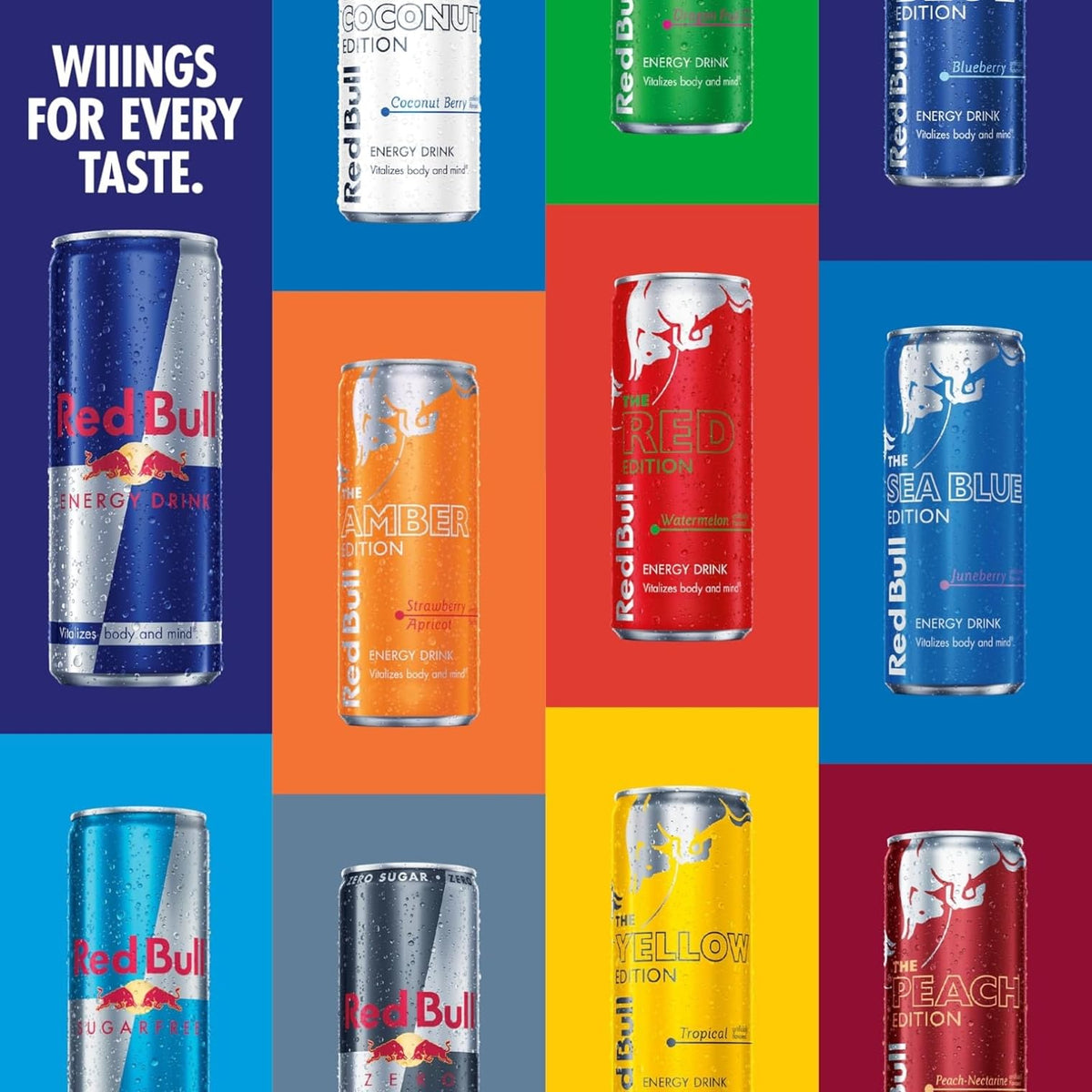 Red Bull Energy Drink | contains caffeine, taurine, B-vitamins, sugar, and water, 16 fl oz, pack of 12 cans