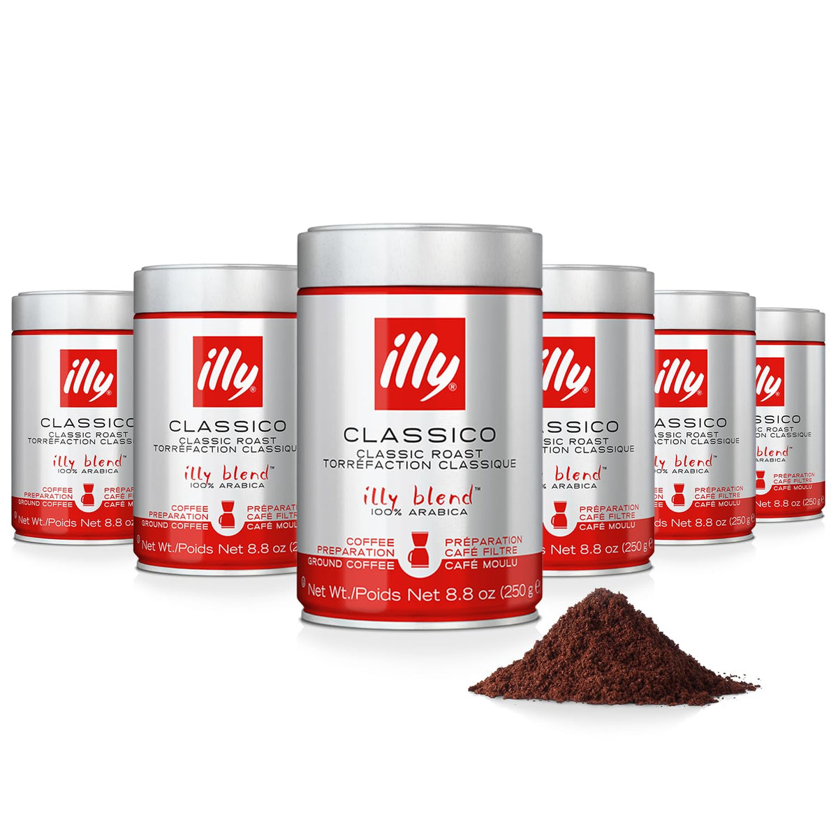 illy Ground Espresso Coffee, Classico Medium Roast, 8.8 oz