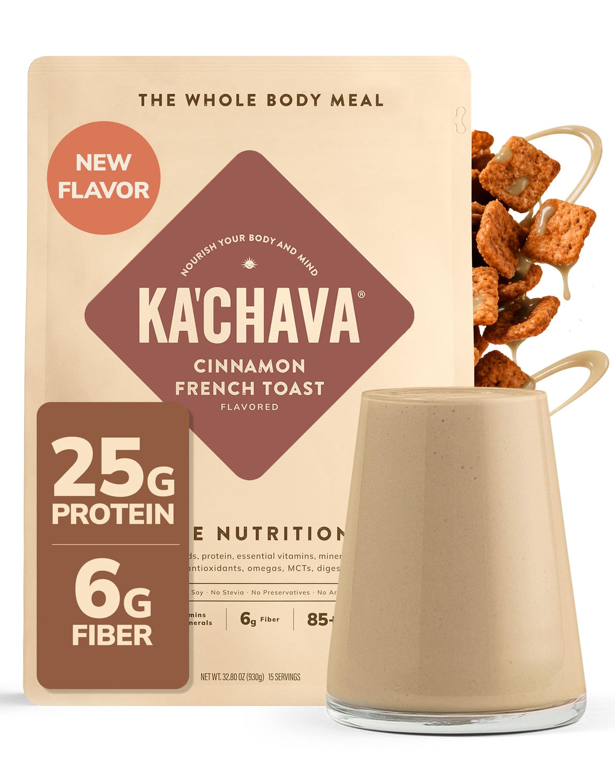 Ka’Chava Whole Body Meal Shake Chocolate 2 lb – Vegan Protein Powder with 85+ Superfoods & Greens – Plant-Based Meal Replacement with Probiotics & Digestive Enzymes – Gluten & Dairy Free (15 Servings)