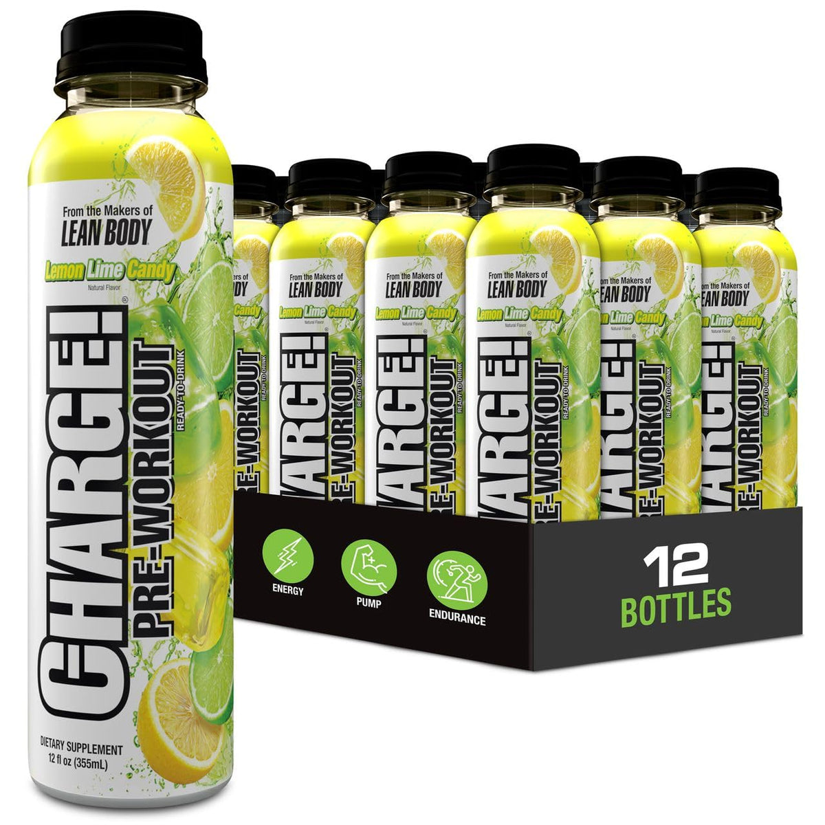 LABRADA Charge Pre Workout Watermelon Candy RTD Drink – Pump, Energy, Endurance Formula with 10g Glycerol, 6g L-Citrulline Malate, 4g Beta Alanine, 300mg Caffeine, + Total Hydration, 12 Servings