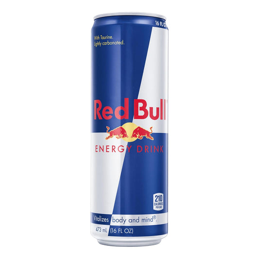 Red Bull Energy Drink | contains caffeine, taurine, B-vitamins, sugar, and water, 16 fl oz, pack of 12 cans