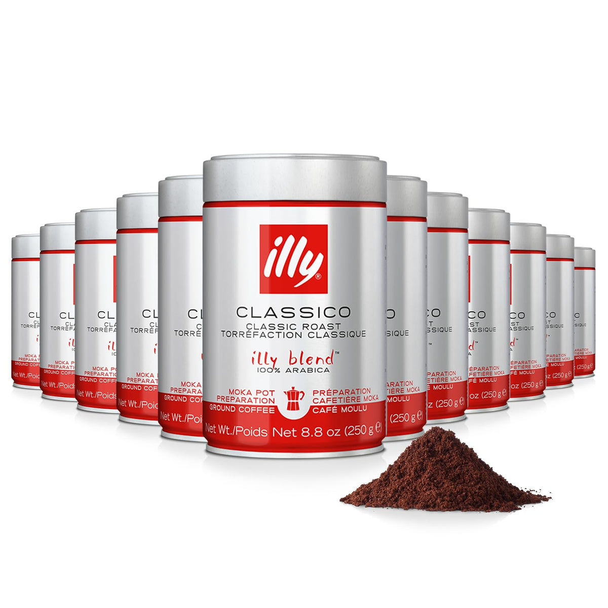 illy Ground Espresso Coffee, Classico Medium Roast, 8.8 oz