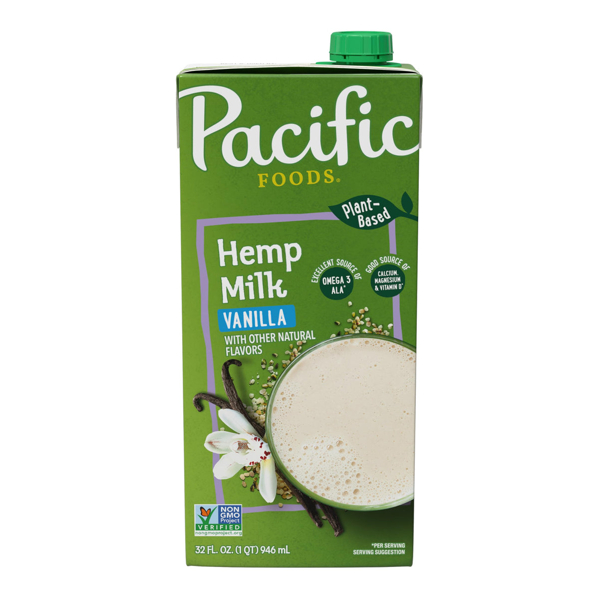 Pacific Foods Hemp Original Plant-Based Beverage, 32 Fl Oz (Pack of 12)