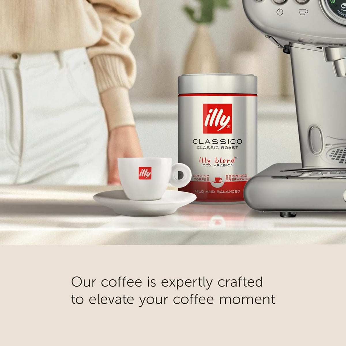 illy Ground Espresso Coffee, Classico Medium Roast, 8.8 oz