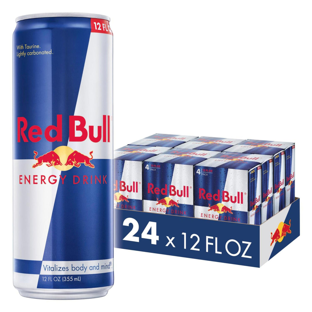 Red Bull Energy Drink | contains caffeine, taurine, B-vitamins, sugar, and water, 16 fl oz, pack of 12 cans