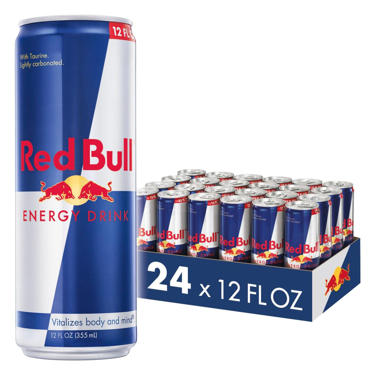 Red Bull Energy Drink | contains caffeine, taurine, B-vitamins, sugar, and water, 16 fl oz, pack of 12 cans