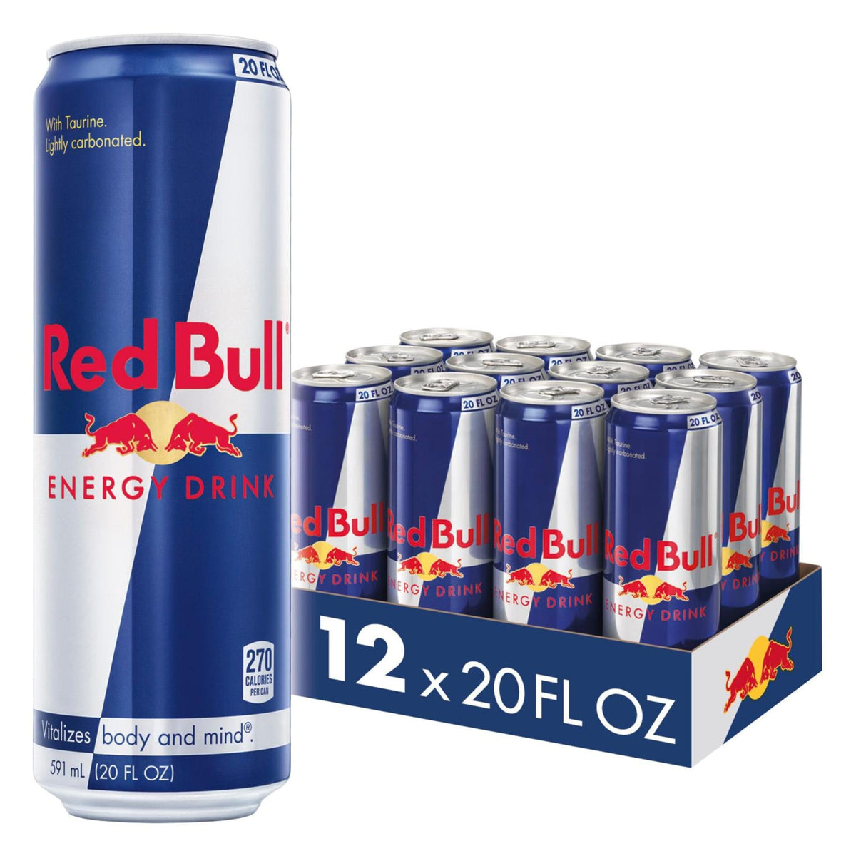 Red Bull Energy Drink | contains caffeine, taurine, B-vitamins, sugar, and water, 16 fl oz, pack of 12 cans