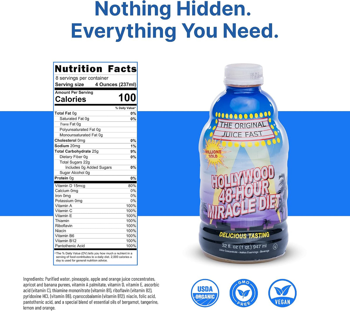 Hollywood diet 48 Hour Vitamin B Juice Cleanse Drink 32 oz 2 Pack