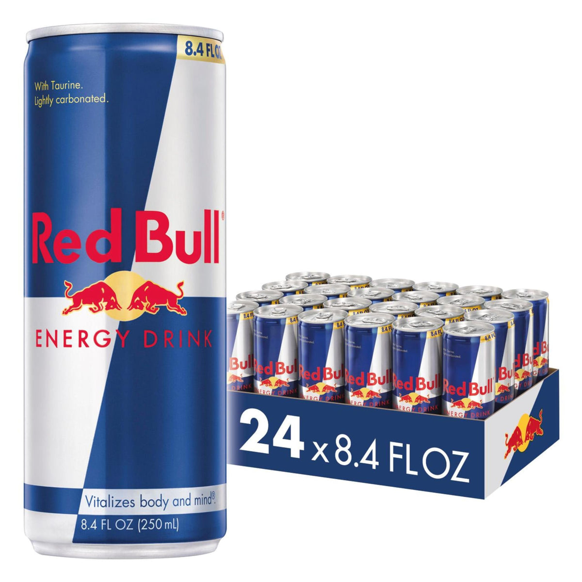 Red Bull Energy Drink | contains caffeine, taurine, B-vitamins, sugar, and water, 16 fl oz, pack of 12 cans
