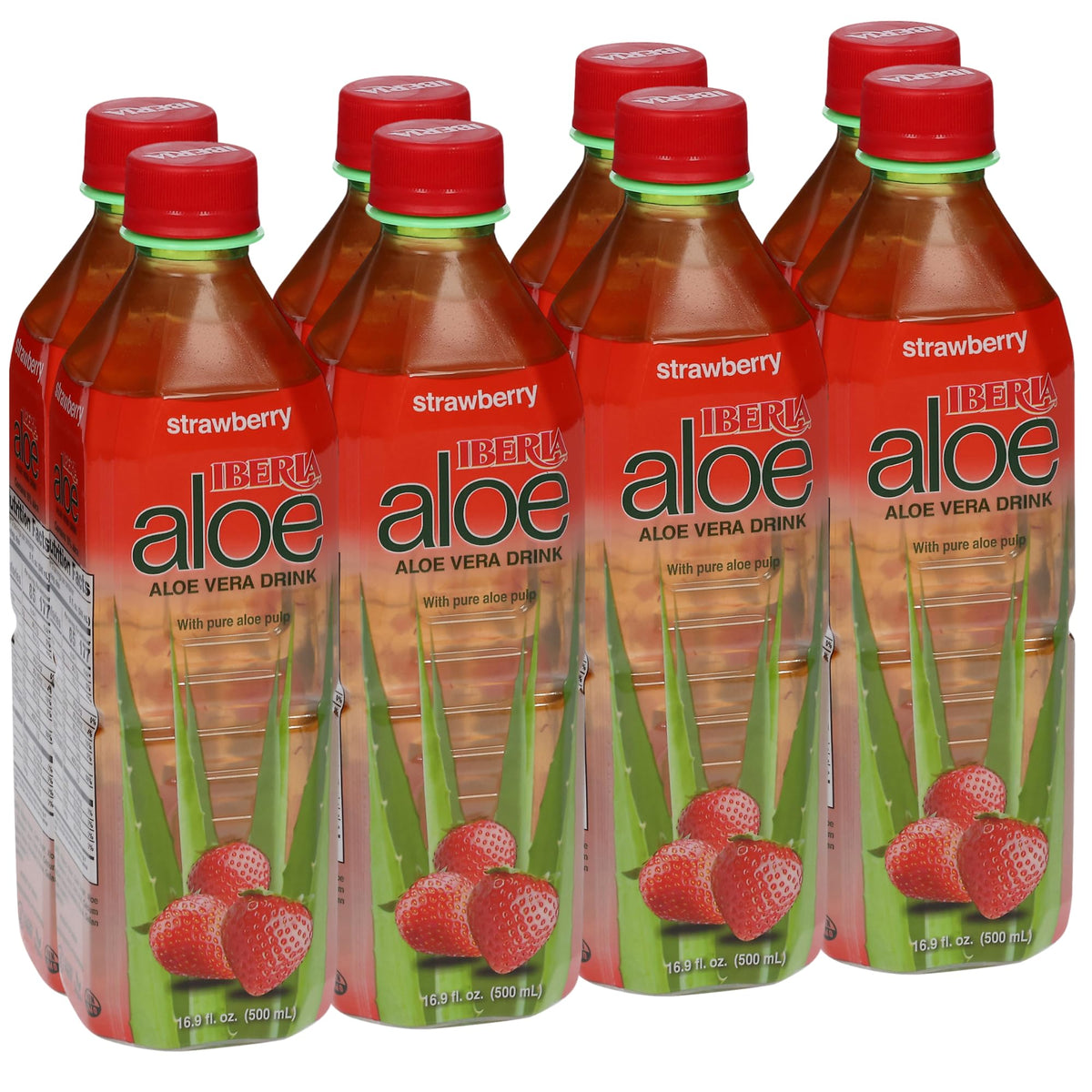 Iberia Aloe Vera Drink with Aloe Vera Pulp, Variety Pack, (Pack of 8) 2 x Original, 2 x Mango, 2 x Pineapple, 2 x Strawberry