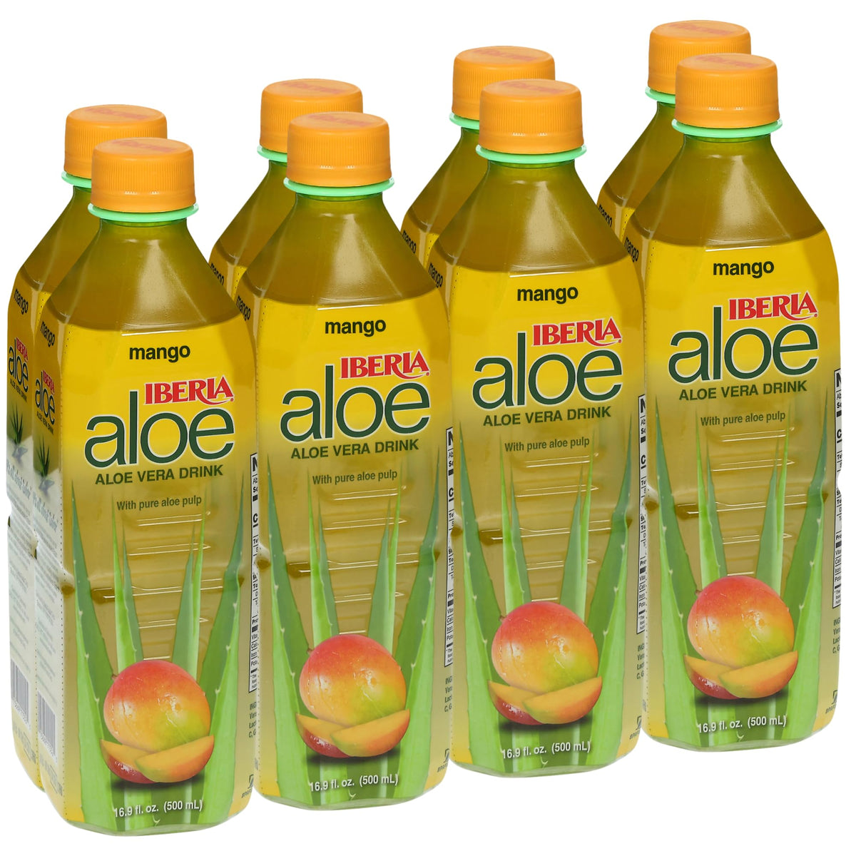 Iberia Aloe Vera Drink with Aloe Vera Pulp, Variety Pack, (Pack of 8) 2 x Original, 2 x Mango, 2 x Pineapple, 2 x Strawberry