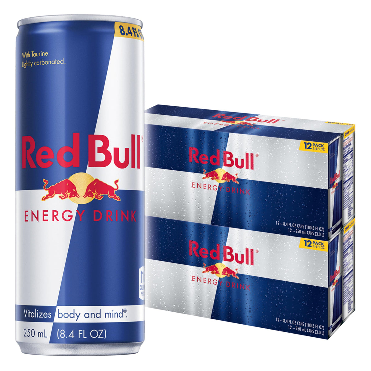 Red Bull Energy Drink | contains caffeine, taurine, B-vitamins, sugar, and water, 16 fl oz, pack of 12 cans