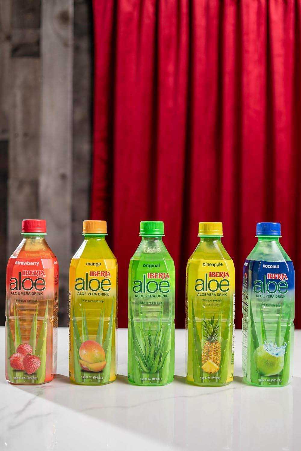 Iberia Aloe Vera Drink with Aloe Vera Pulp, Variety Pack, (Pack of 8) 2 x Original, 2 x Mango, 2 x Pineapple, 2 x Strawberry