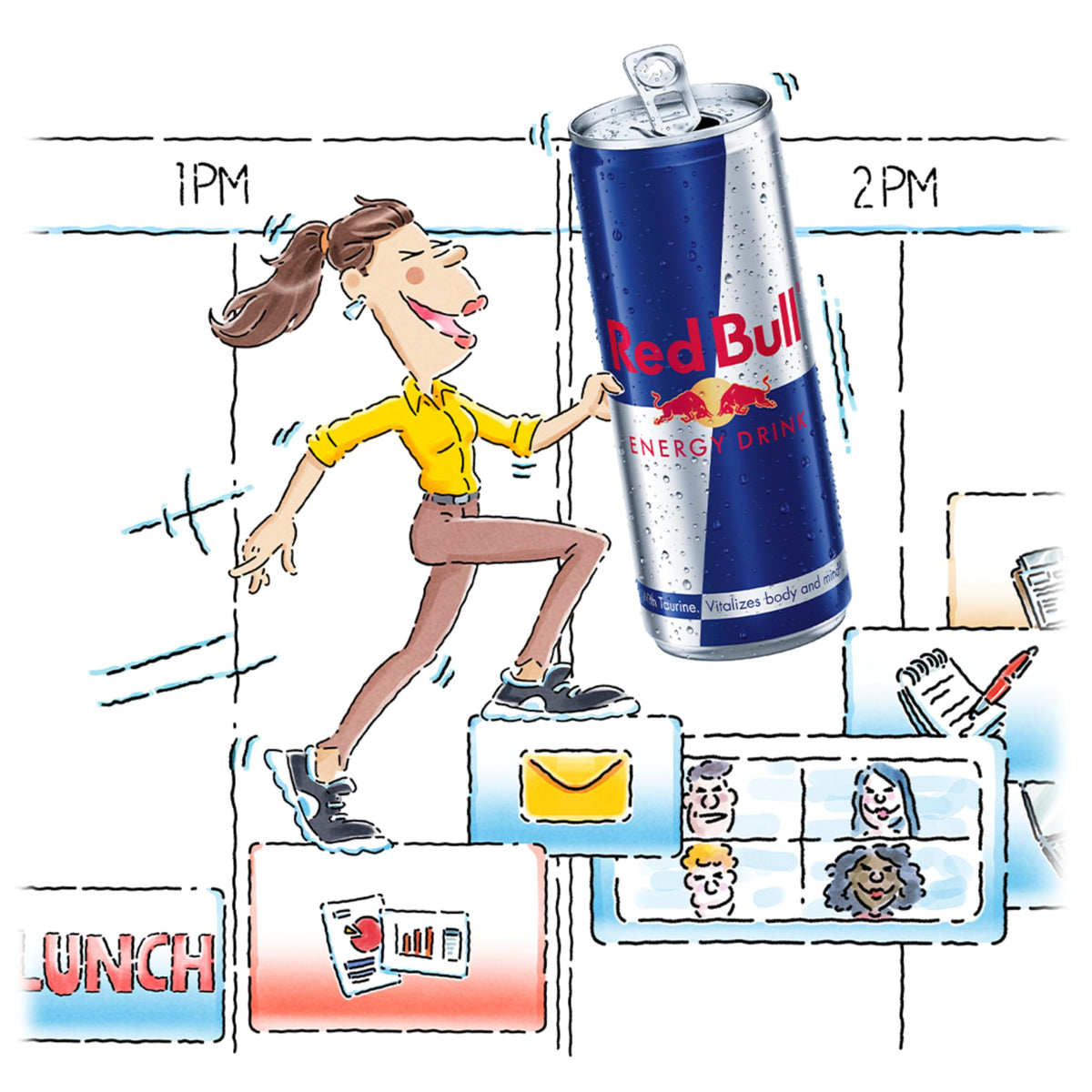 Red Bull Energy Drink | contains caffeine, taurine, B-vitamins, sugar, and water, 16 fl oz, pack of 12 cans