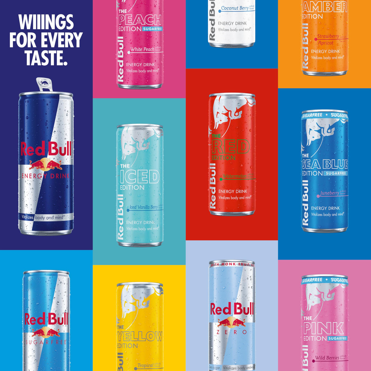 Red Bull Energy Drink | contains caffeine, taurine, B-vitamins, sugar, and water, 16 fl oz, pack of 12 cans