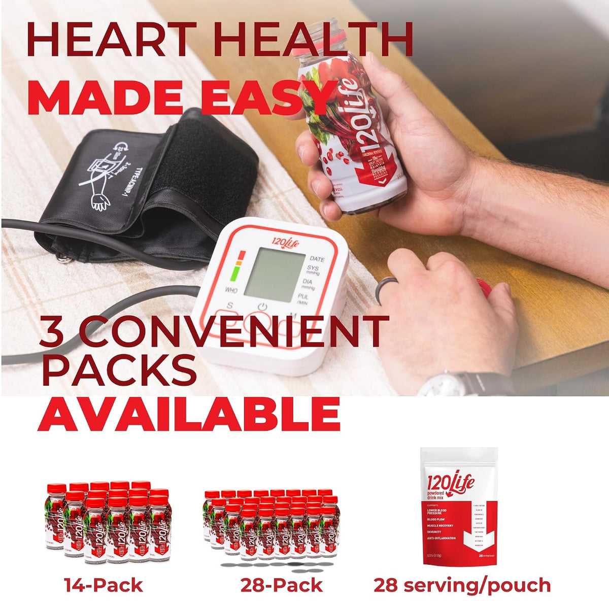 120/Life Blood Pressure Support, Beet Root Juice, Pomegranate Extract, Cranberry Juice, Tart Cherry, Hibiscus, and Magnesium (8 Fl Oz, Pack of 28) - Gluten-Free & Vegan