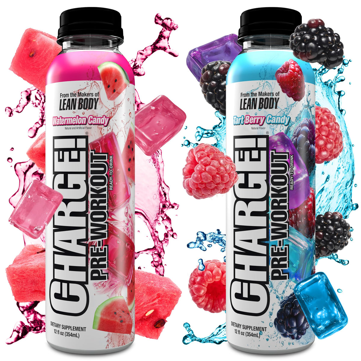 LABRADA Charge Pre Workout Watermelon Candy RTD Drink – Pump, Energy, Endurance Formula with 10g Glycerol, 6g L-Citrulline Malate, 4g Beta Alanine, 300mg Caffeine, + Total Hydration, 12 Servings