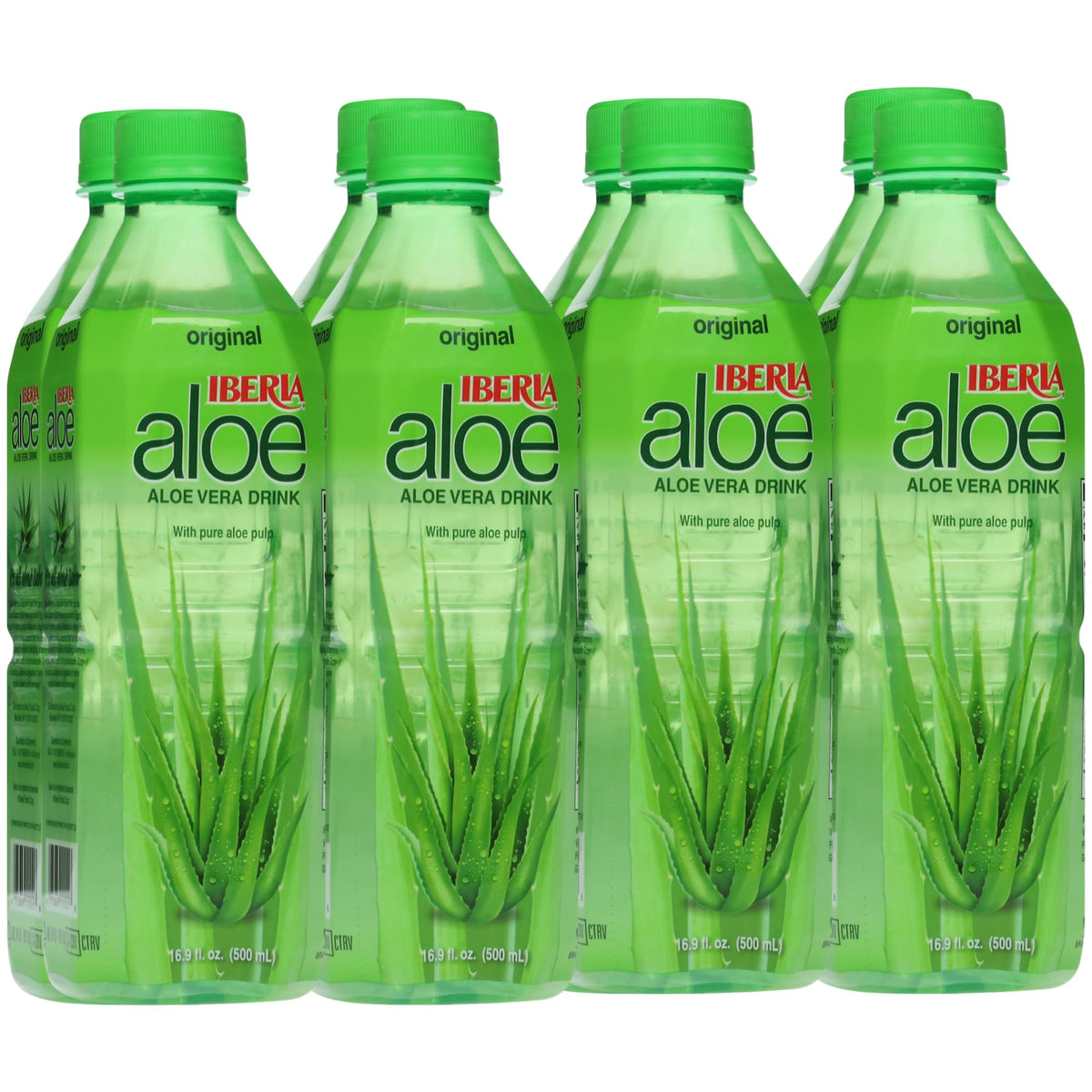 Iberia Aloe Vera Drink with Aloe Vera Pulp, Variety Pack, (Pack of 8) 2 x Original, 2 x Mango, 2 x Pineapple, 2 x Strawberry