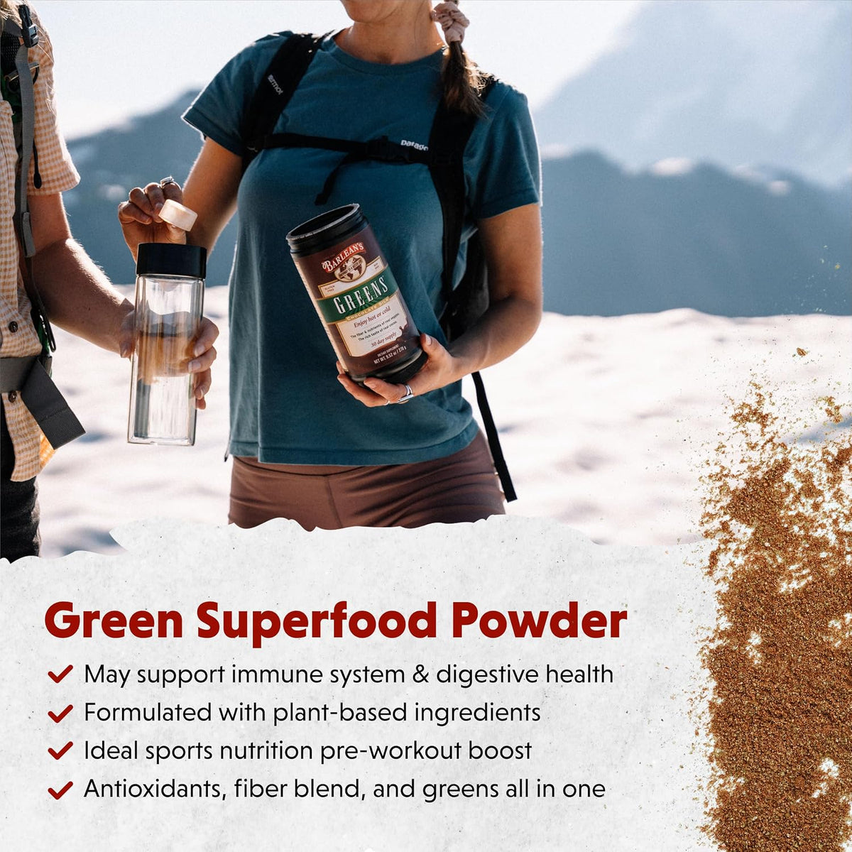 Barlean's Chocolate Greens Powder, Superfood Drink Mix, Vegan, 9.52oz